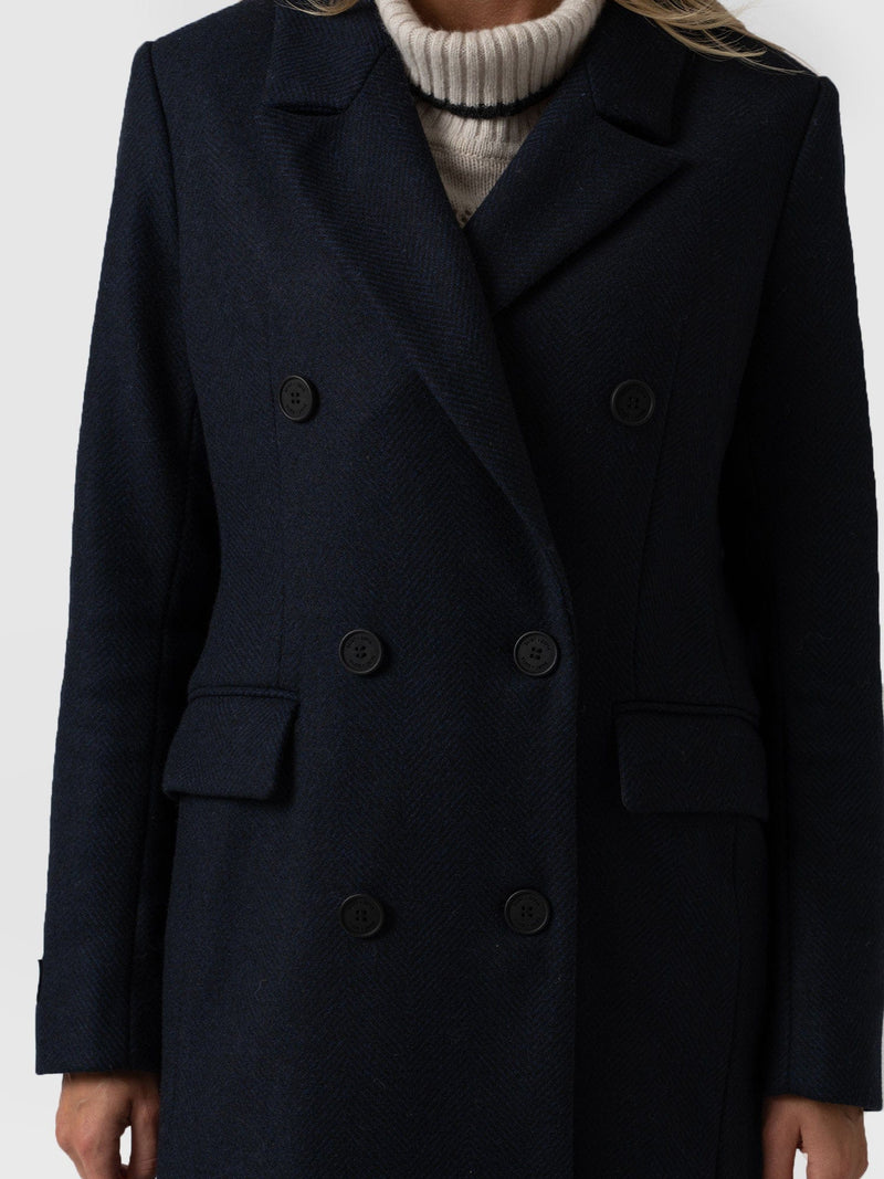 Cambridge Coat Navy Chevron - Women's Coats | Saint + Sofia® EU