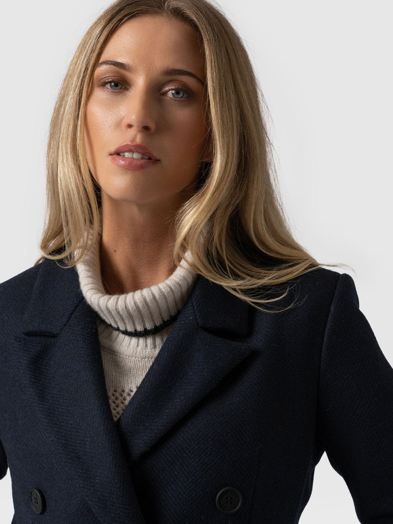 Cambridge Coat Navy Chevron - Women's Coats | Saint + Sofia® EU