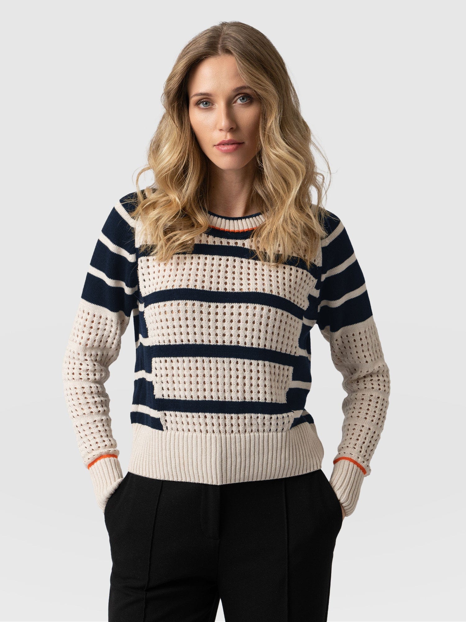 Cambridge Jumper Cream & Navy - Women's Jumpers | Saint + Sofia® EU