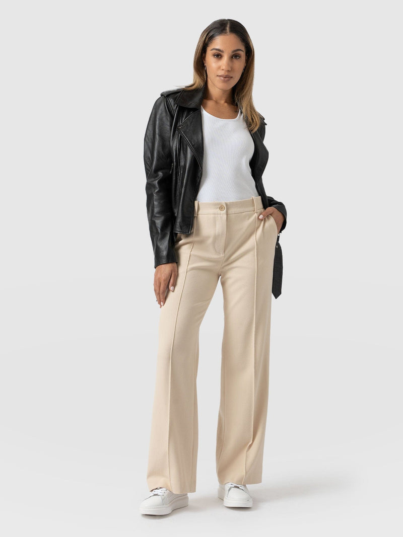 Cambridge Tailored Wide Leg Pant Beige - Women's Trousers | Saint + Sofia® EU