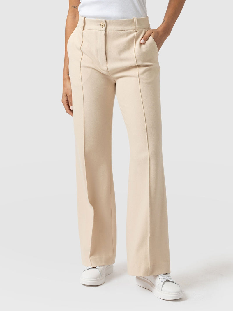 Cambridge Tailored Wide Leg Pant Beige - Women's Trousers | Saint + Sofia® EU