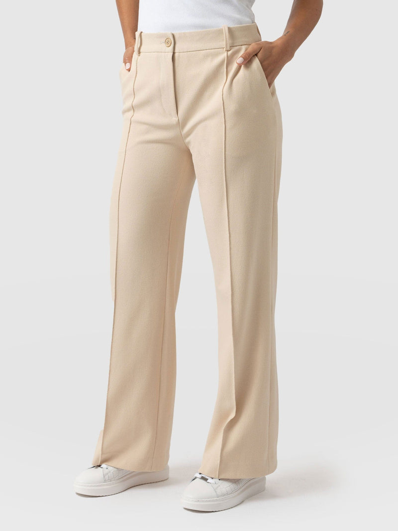 Cambridge Tailored Wide Leg Pant Beige - Women's Trousers | Saint + Sofia® EU