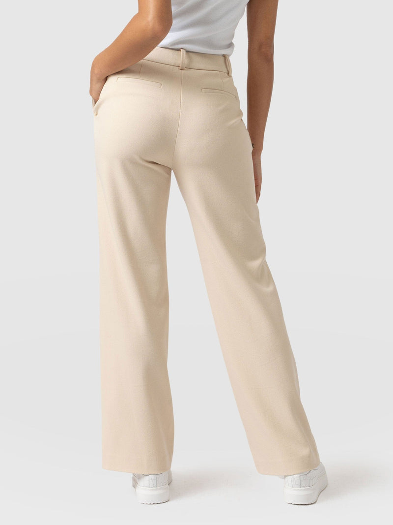 Cambridge Tailored Wide Leg Pant Beige - Women's Trousers | Saint + Sofia® EU