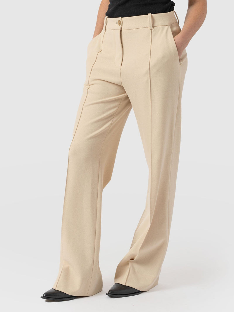 Cambridge Tailored Wide Leg Pant Beige - Women's Trousers | Saint + Sofia® EU