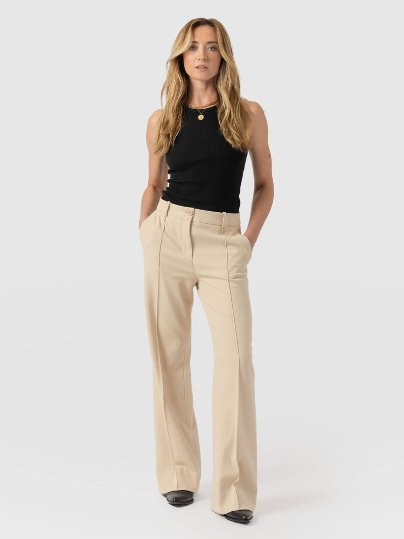 Cambridge Tailored Wide Leg Pant Beige - Women's Trousers | Saint + Sofia® EU