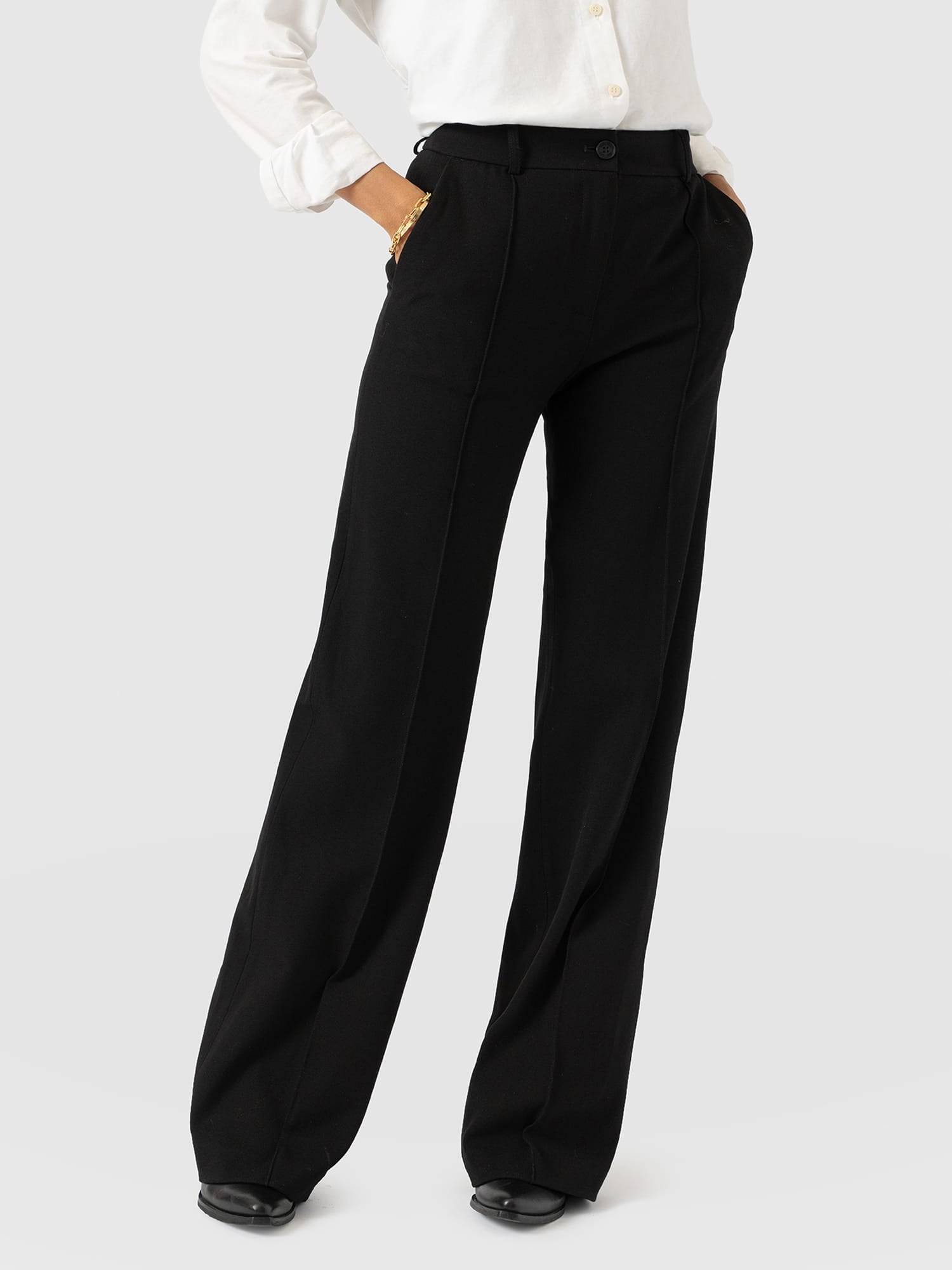 Cambridge Tailored Wide Leg Pant Black - Women's Trousers | Saint and Sofia® EU