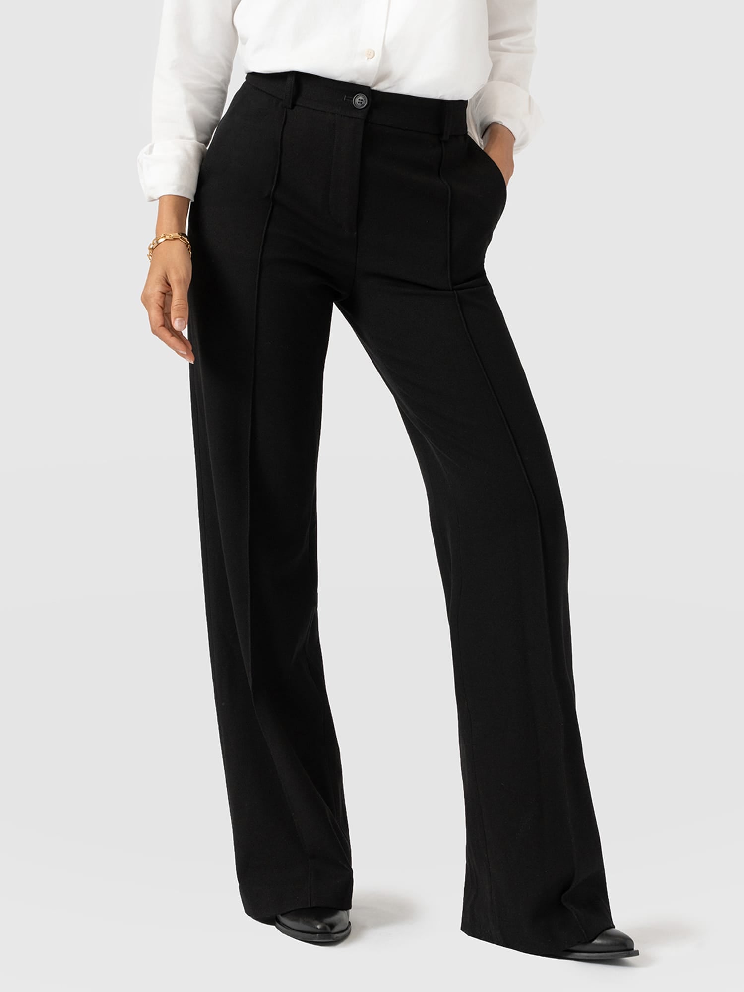 Cambridge Tailored Wide Leg Pant Black - Women's Trousers | Saint and Sofia® EU