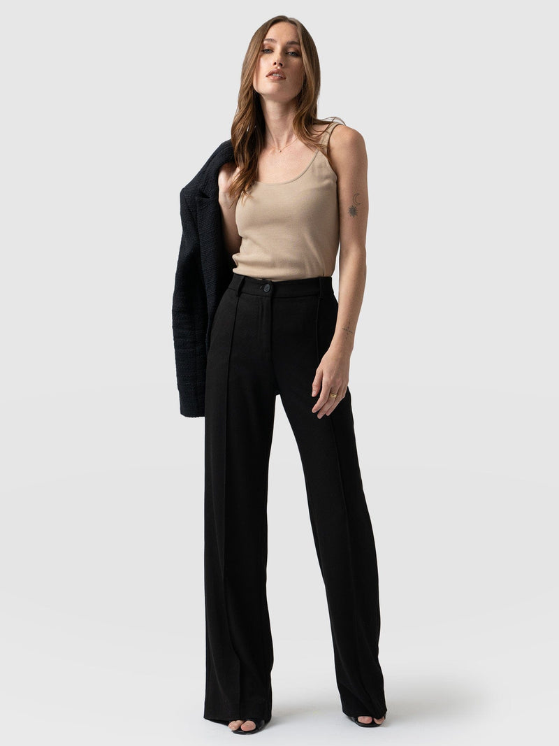 Cambridge Tailored Wide Leg Pant Black - Women's Trousers | Saint + Sofia® EU