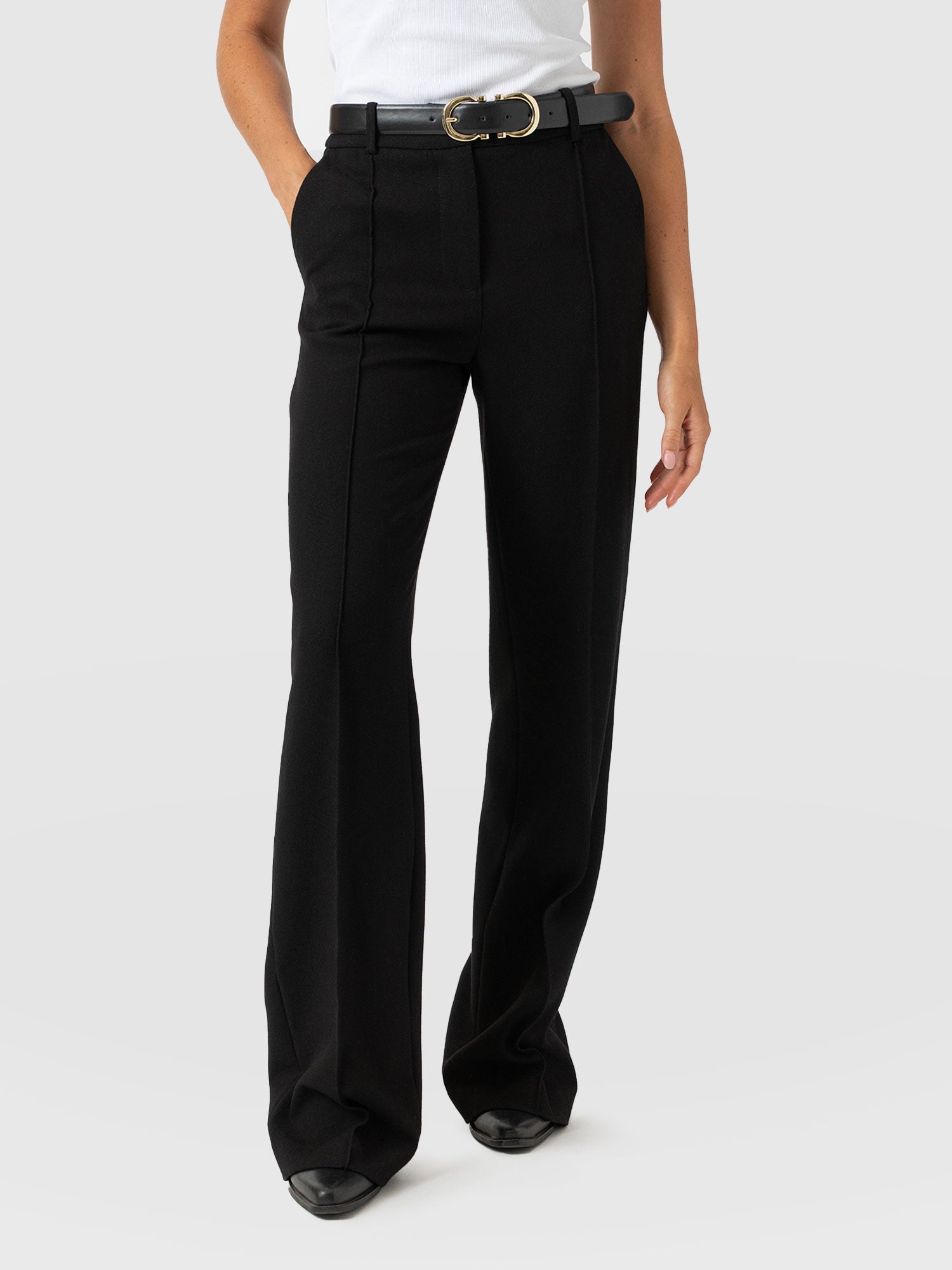Cambridge Tailored Wide Leg Pant Black - Women's Trousers | Saint + Sofia® EU