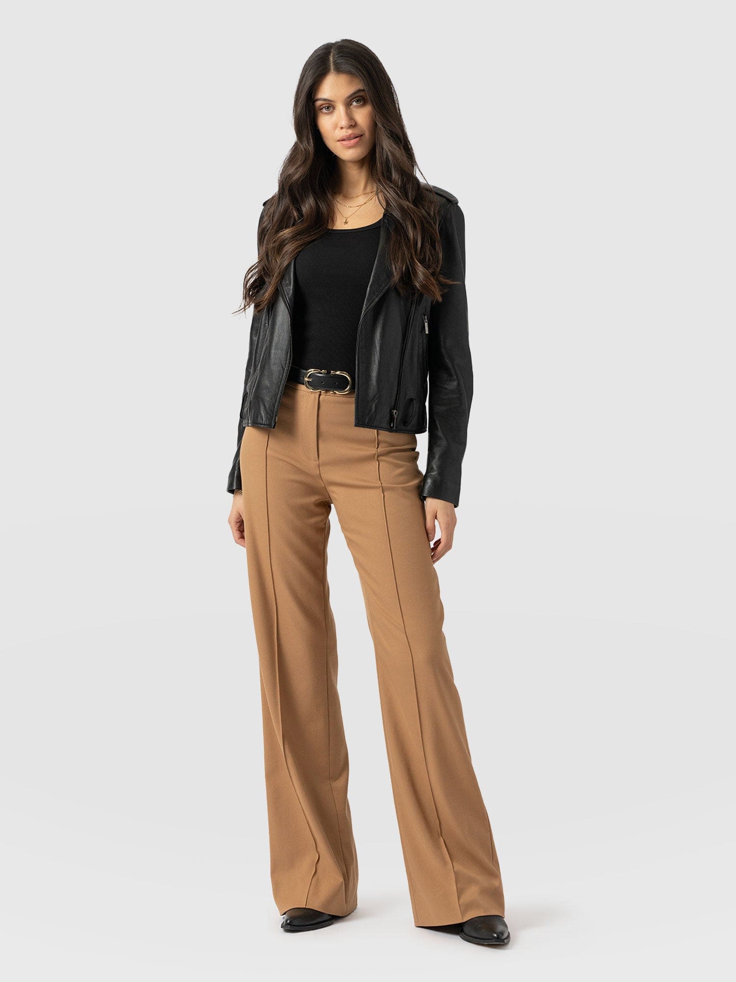 Cambridge Tailored Wide Leg Pant - Camel- Women's Trousers | Saint + Sofia® EU