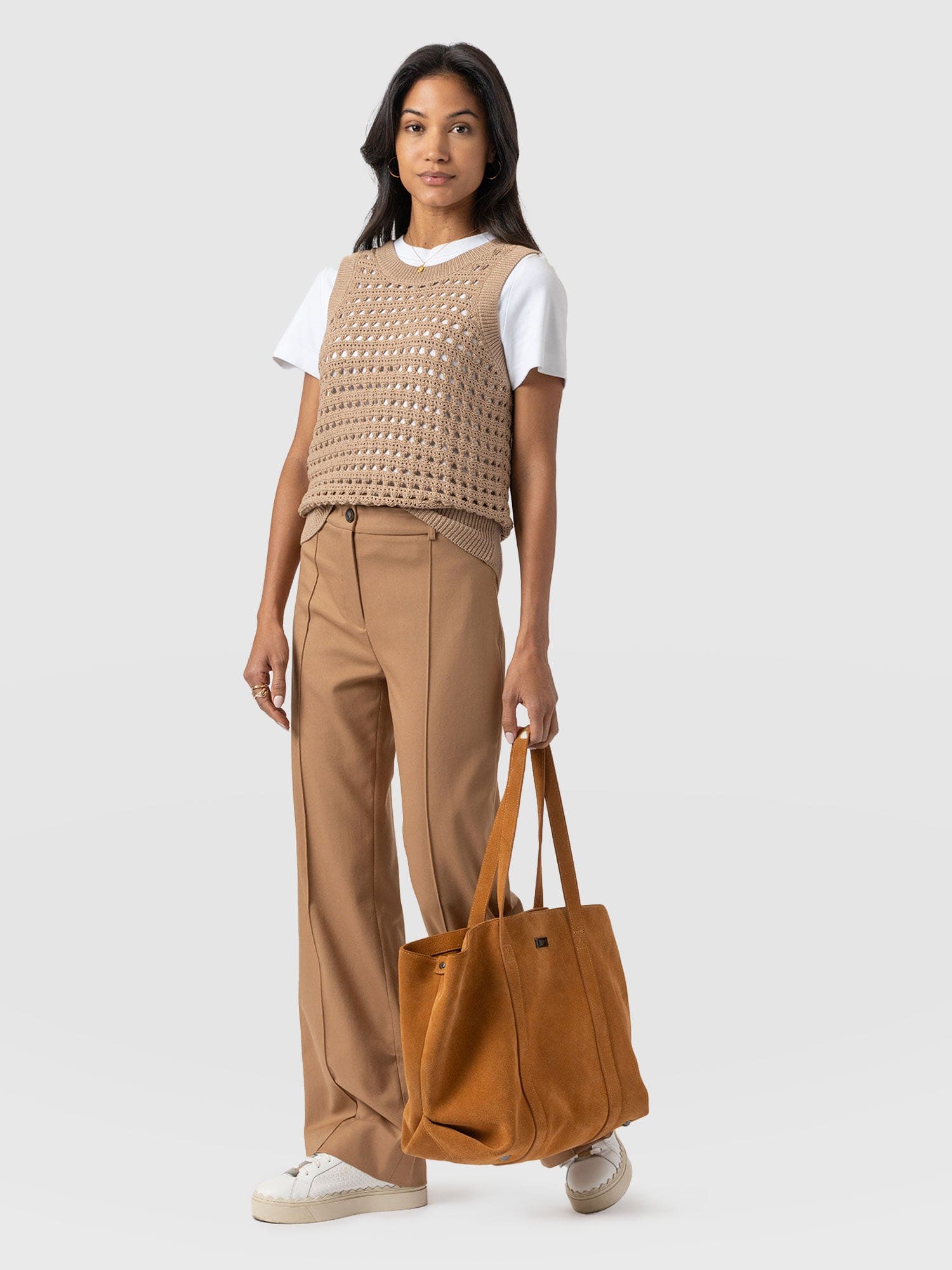 Cambridge Tailored Wide Leg Pant - Camel- Women's Trousers | Saint + Sofia® EU