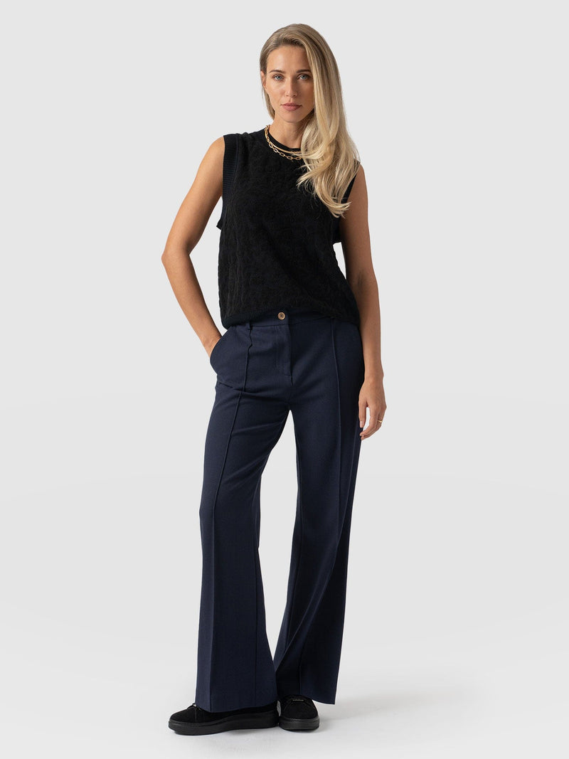 Cambridge Tailored Wide Leg Pant Navy - Women's Trousers | Saint + Sofia® EU