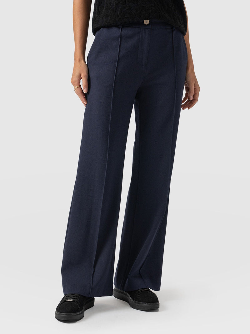 Cambridge Tailored Wide Leg Pant Navy - Women's Trousers | Saint + Sofia® EU