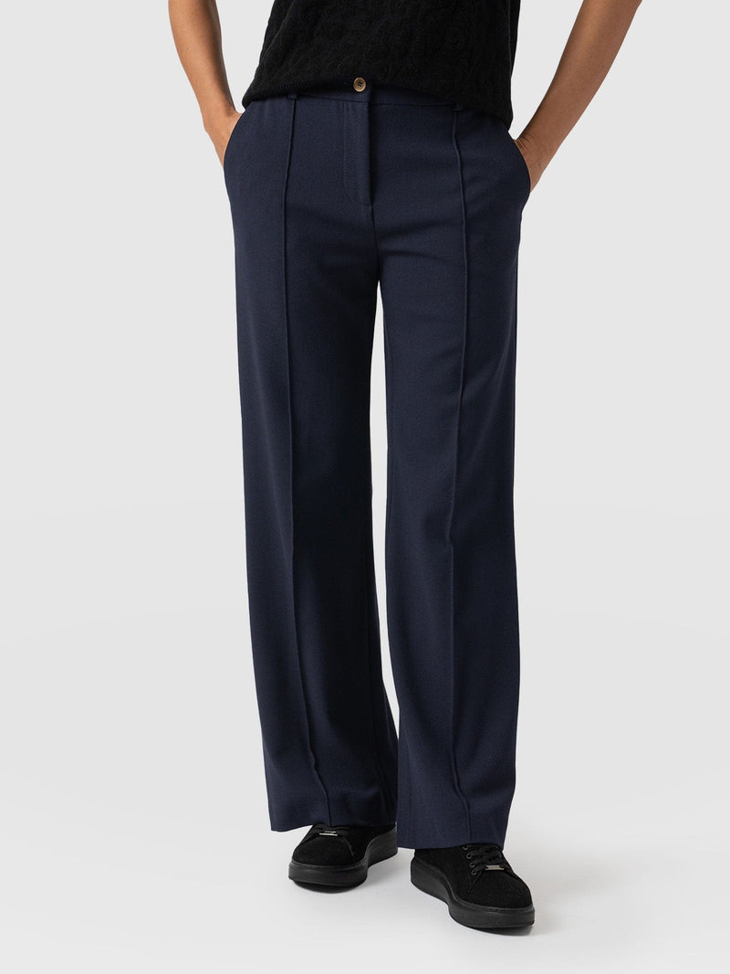 Cambridge Tailored Wide Leg Pant Navy - Women's Trousers | Saint + Sofia® EU