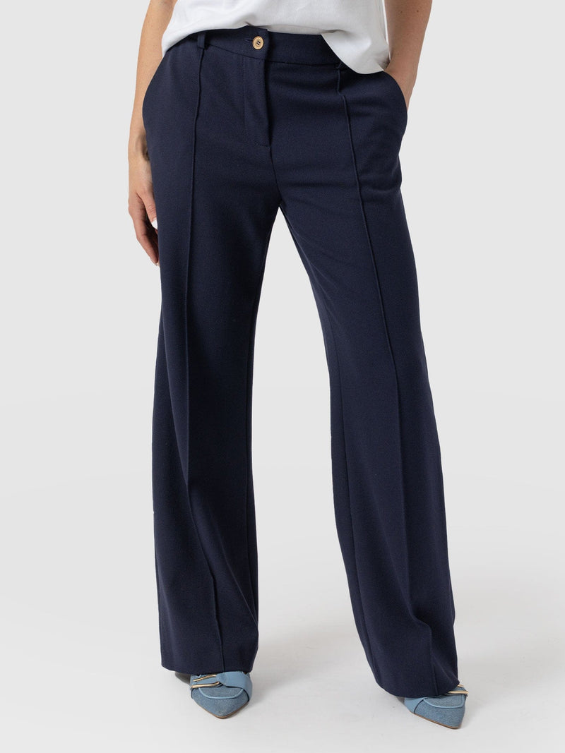 Cambridge Tailored Wide Leg Pant Navy - Women's Trousers | Saint + Sofia® EU