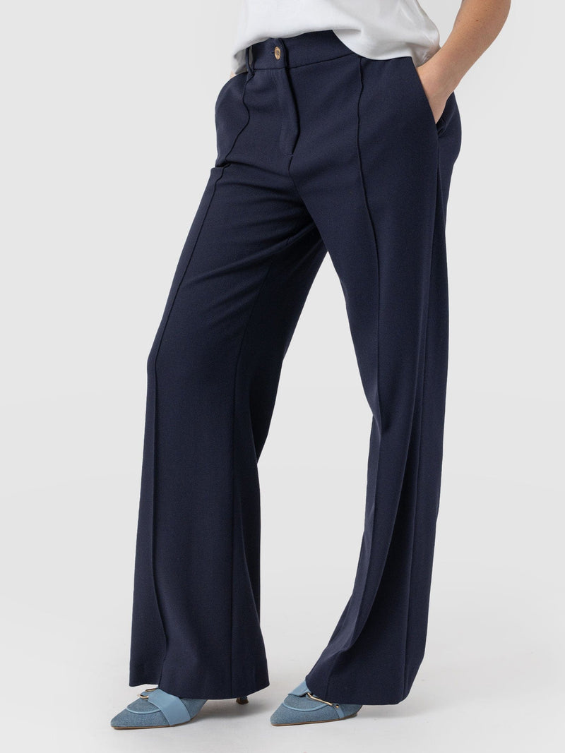 Cambridge Tailored Wide Leg Pant Navy - Women's Trousers | Saint + Sofia® EU