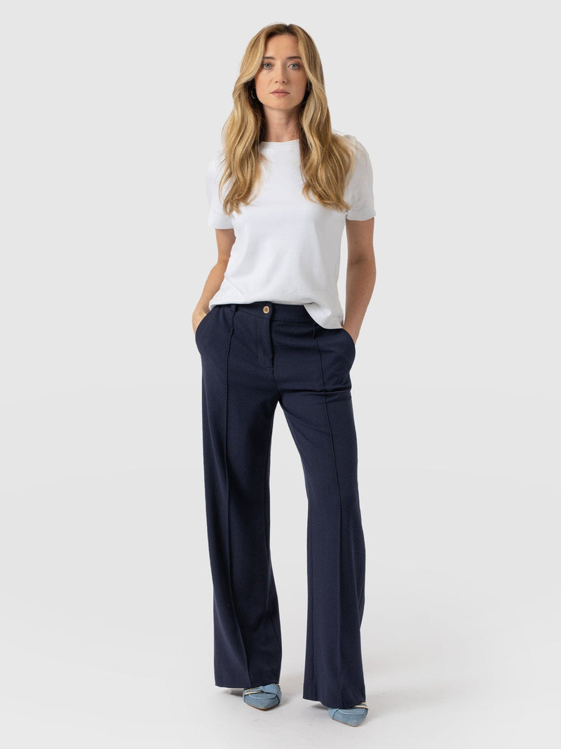 Cambridge Tailored Wide Leg Pant Navy - Women's Trousers | Saint + Sofia® EU