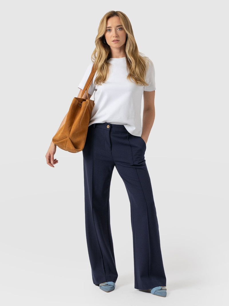 Cambridge Tailored Wide Leg Pant Navy - Women's Trousers | Saint + Sofia® EU