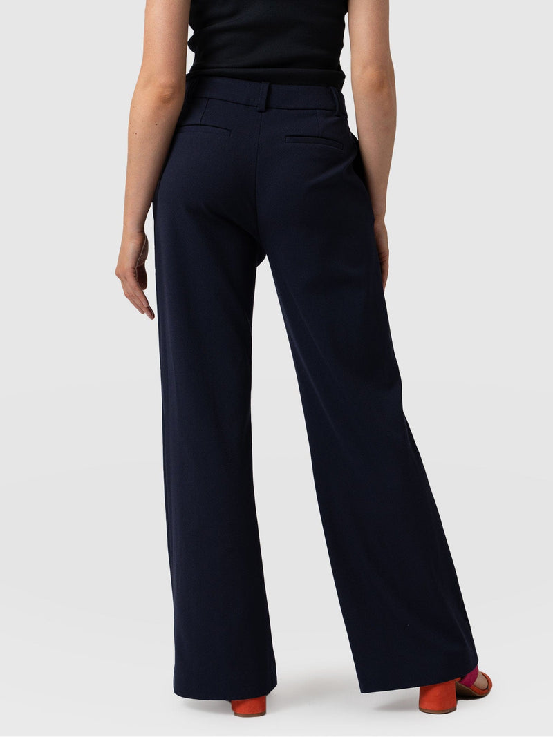 Cambridge Tailored Wide Leg Pant Navy - Women's Trousers | Saint + Sofia® UK