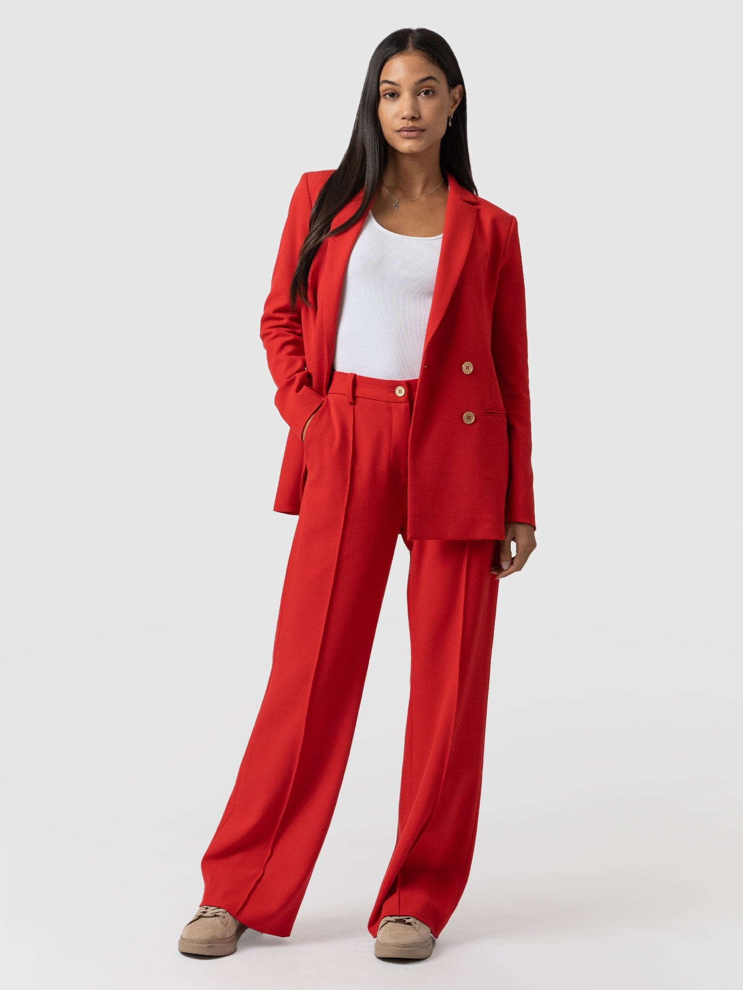 Cambridge Tailored Wide Leg Pant Red - Women's Trousers | Saint + Sofia® EU