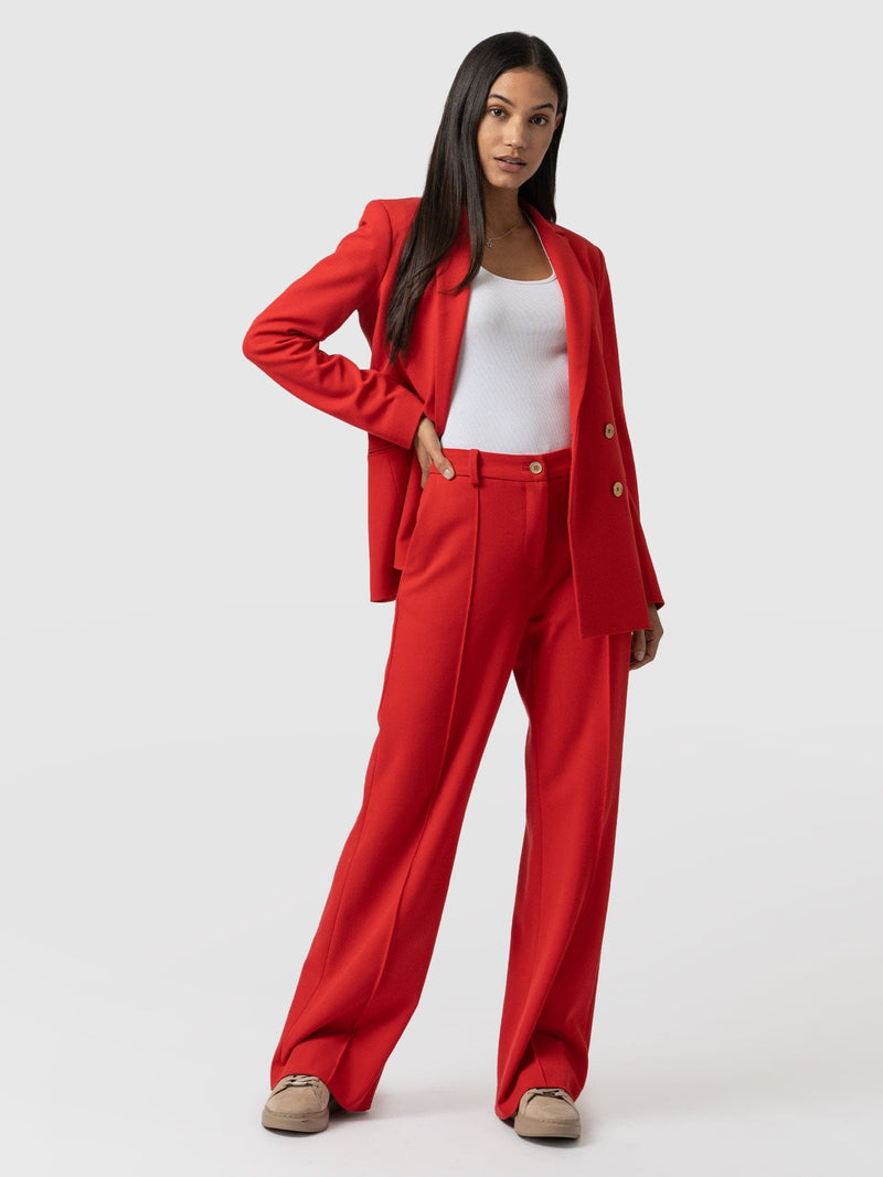 Cambridge Tailored Wide Leg Pant Red - Women's Trousers | Saint + Sofia® EU