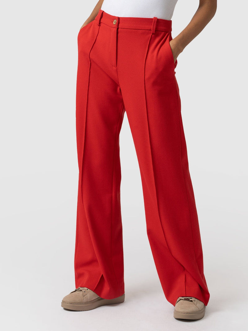 Cambridge Tailored Wide Leg Pant Red - Women's Trousers | Saint + Sofia® EU