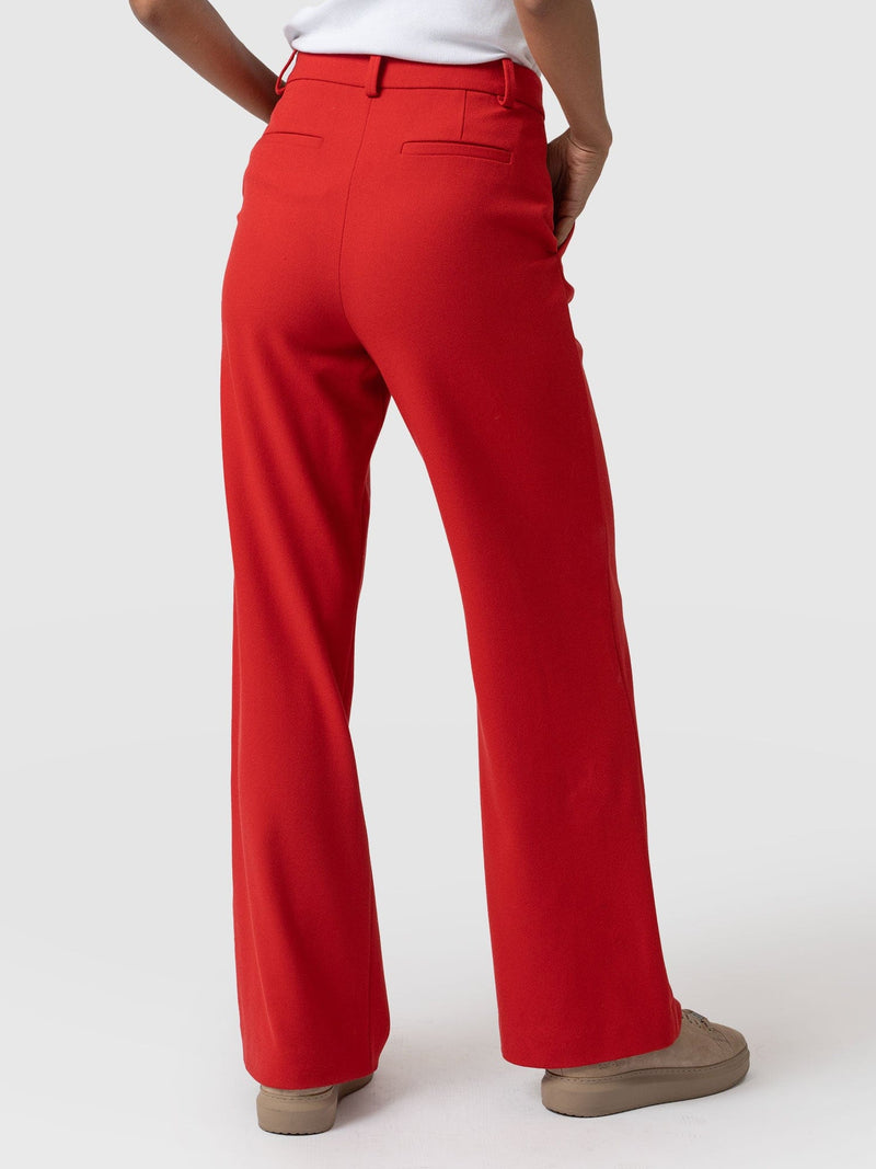 Cambridge Tailored Wide Leg Pant Red - Women's Trousers | Saint + Sofia® EU