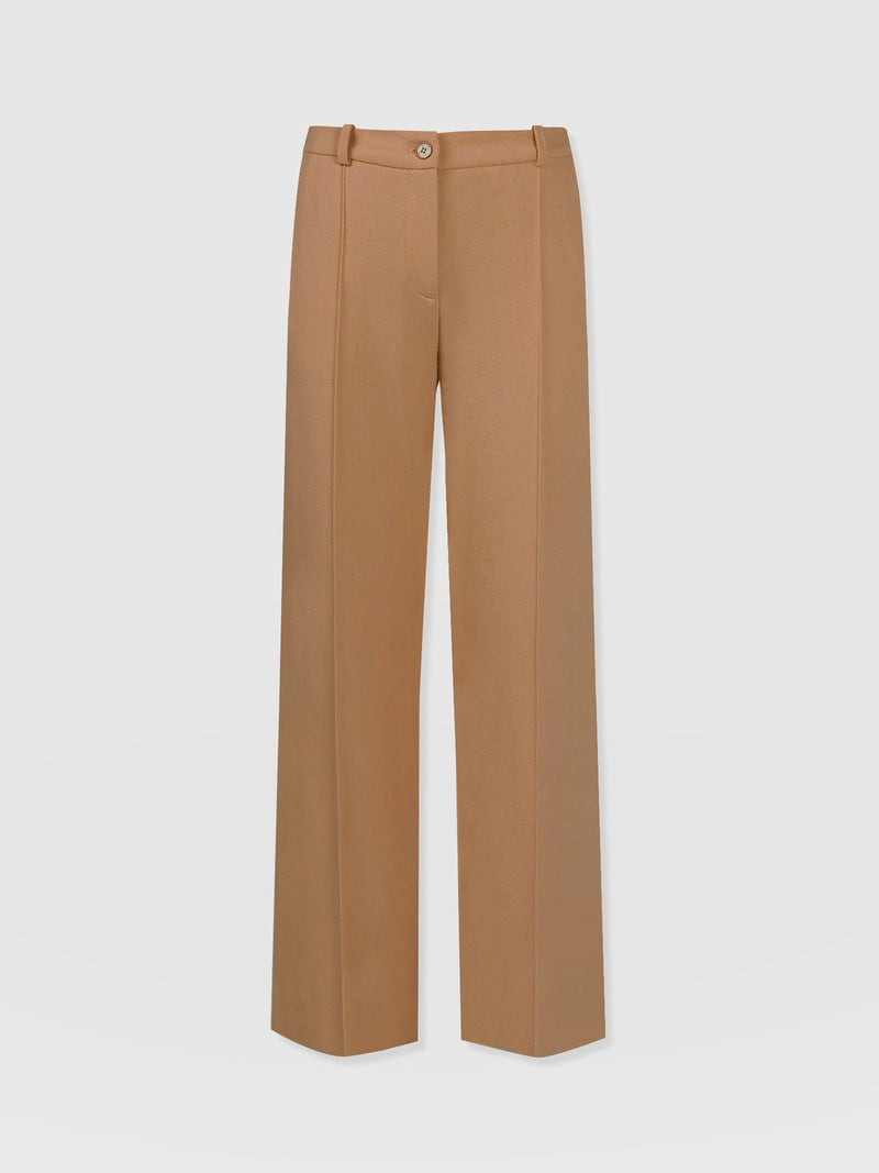 Cambridge Tailored Wide Leg Pant Tan - Women's Trousers | Saint + Sofia® EU