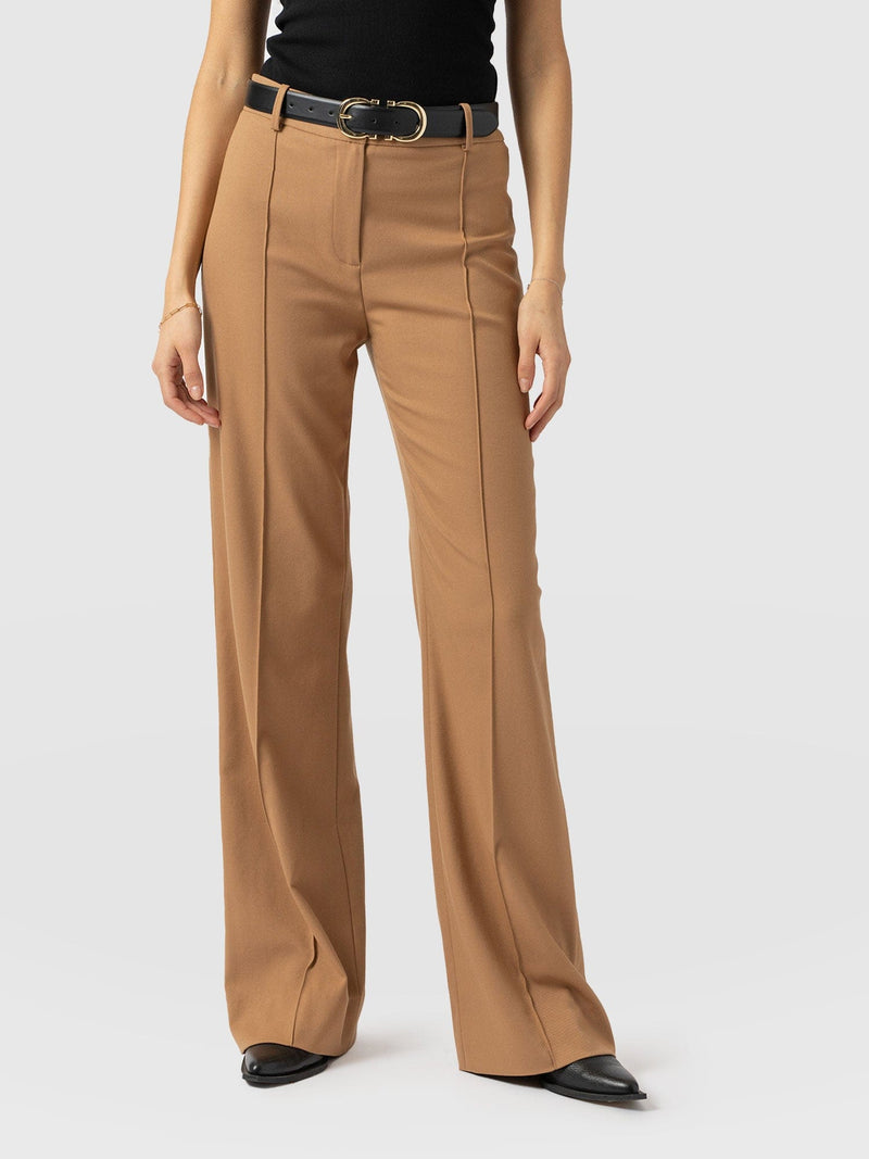 Cambridge Tailored Wide Leg Pant Tan - Women's Trousers | Saint + Sofia® EU