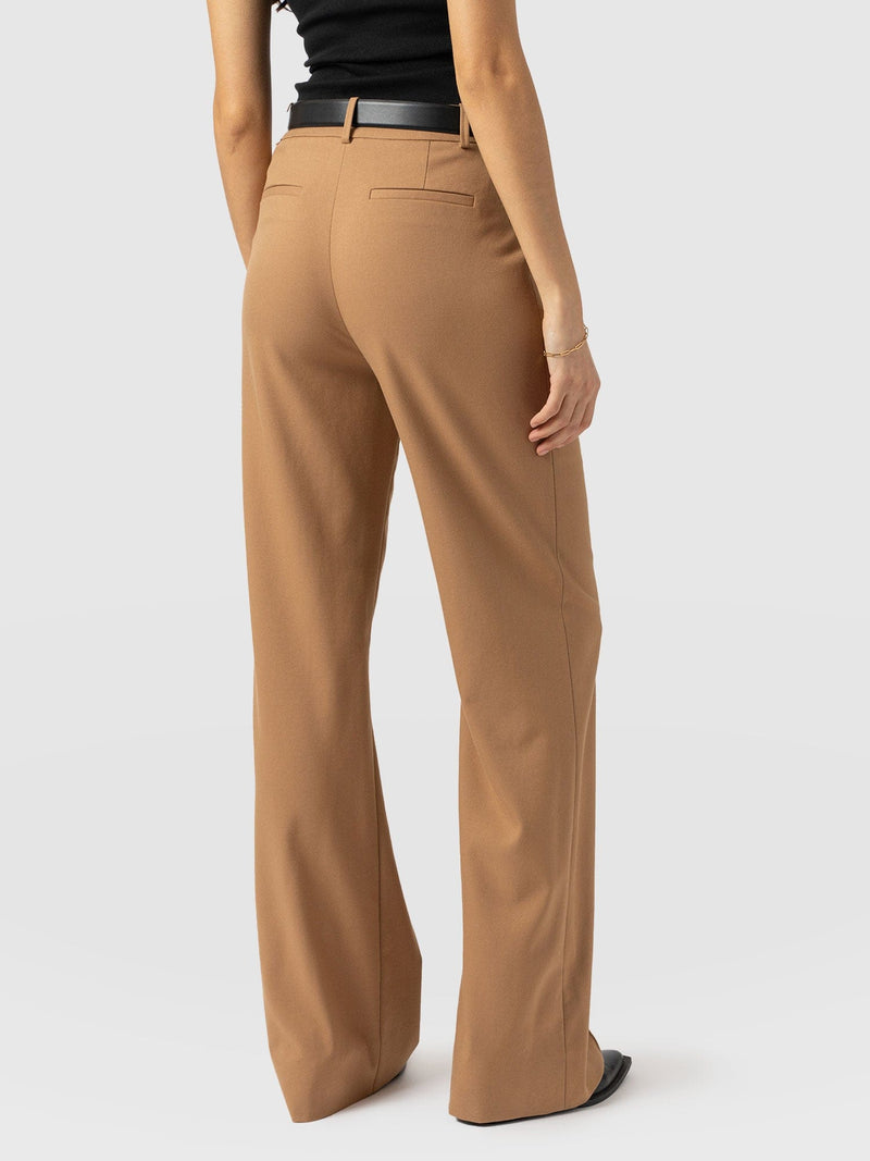 Cambridge Tailored Wide Leg Pant Tan - Women's Trousers | Saint + Sofia® EU