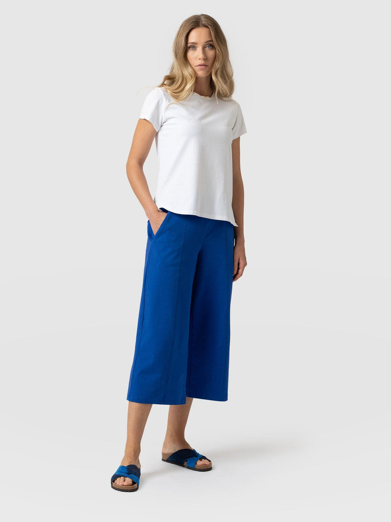 Cara Wide Leg Culotte Cobalt Blue - Women's Culottes | Saint + Sofia® EU