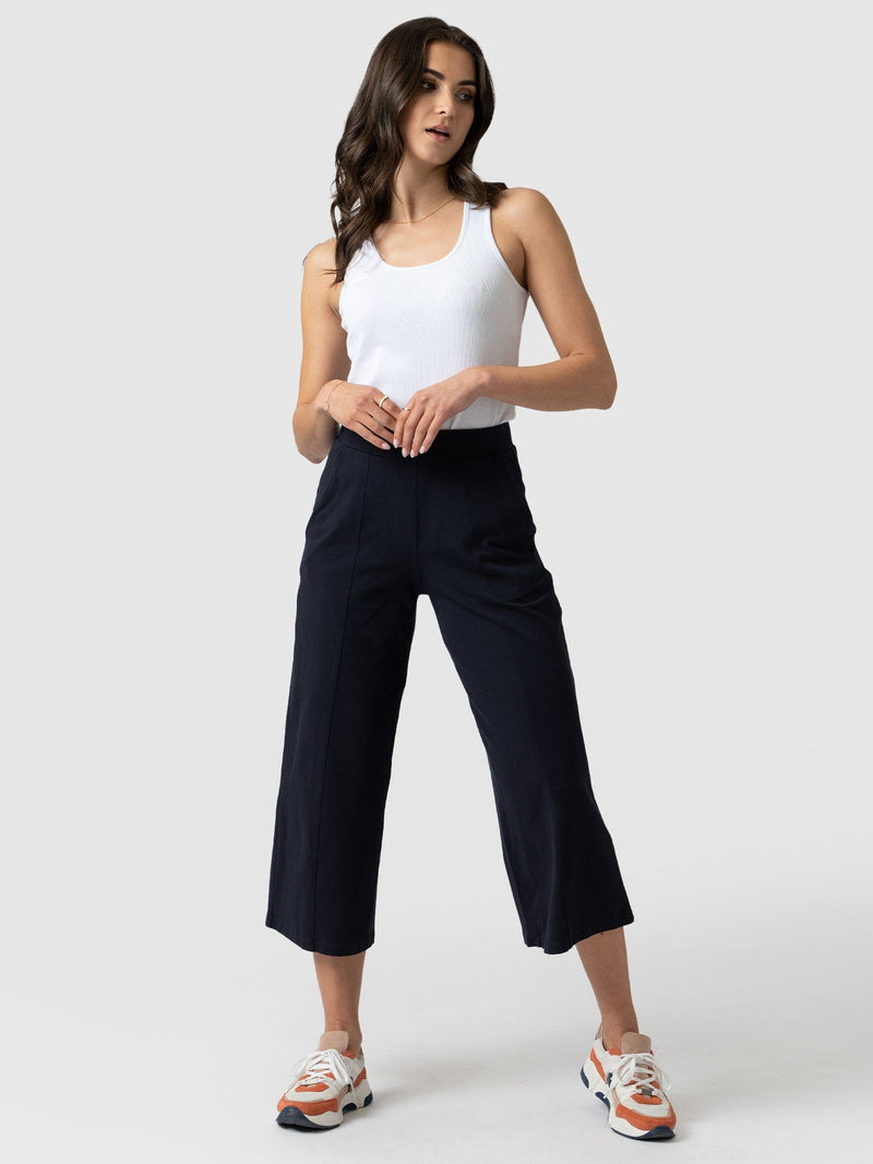 Cara Wide Leg Culotte Navy - Women's Culottes | Saint + Sofia® EU