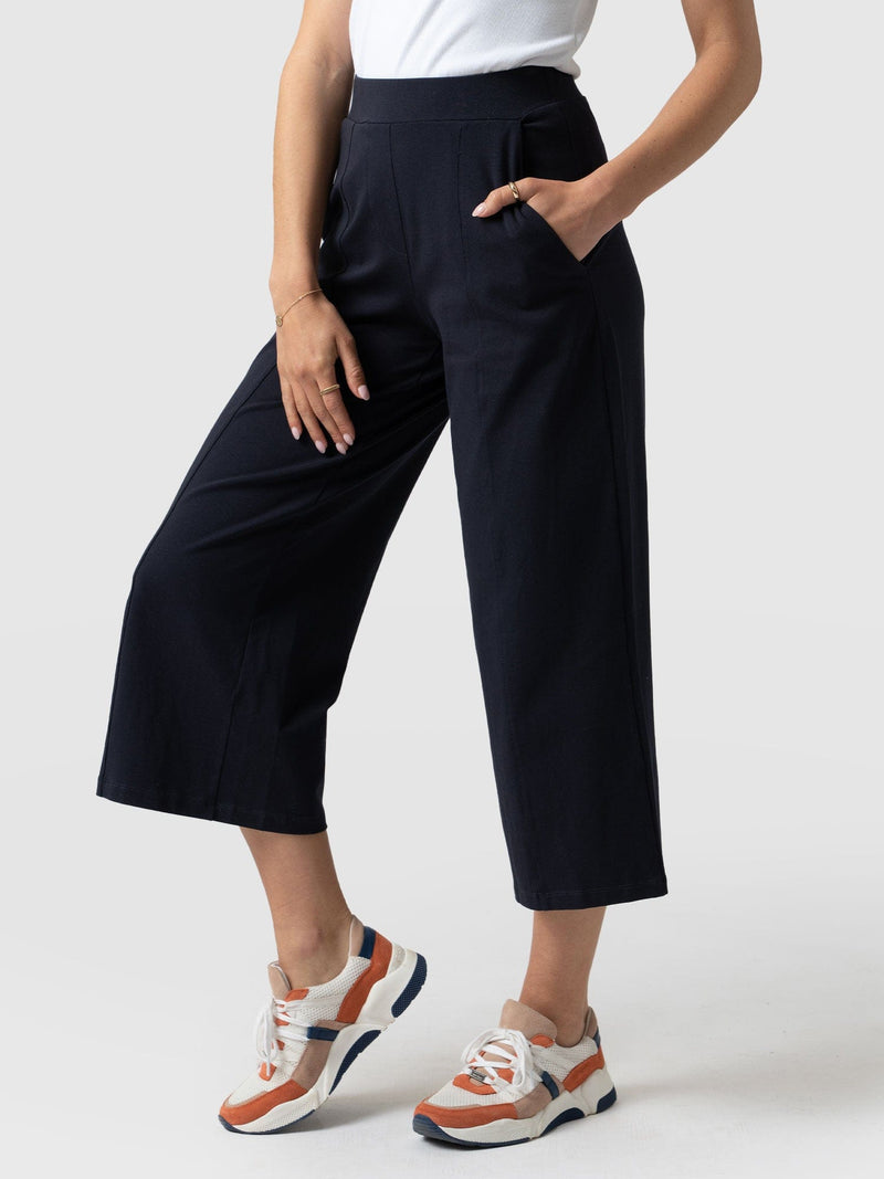 Cara Wide Leg Culotte Navy - Women's Culottes | Saint + Sofia® EU