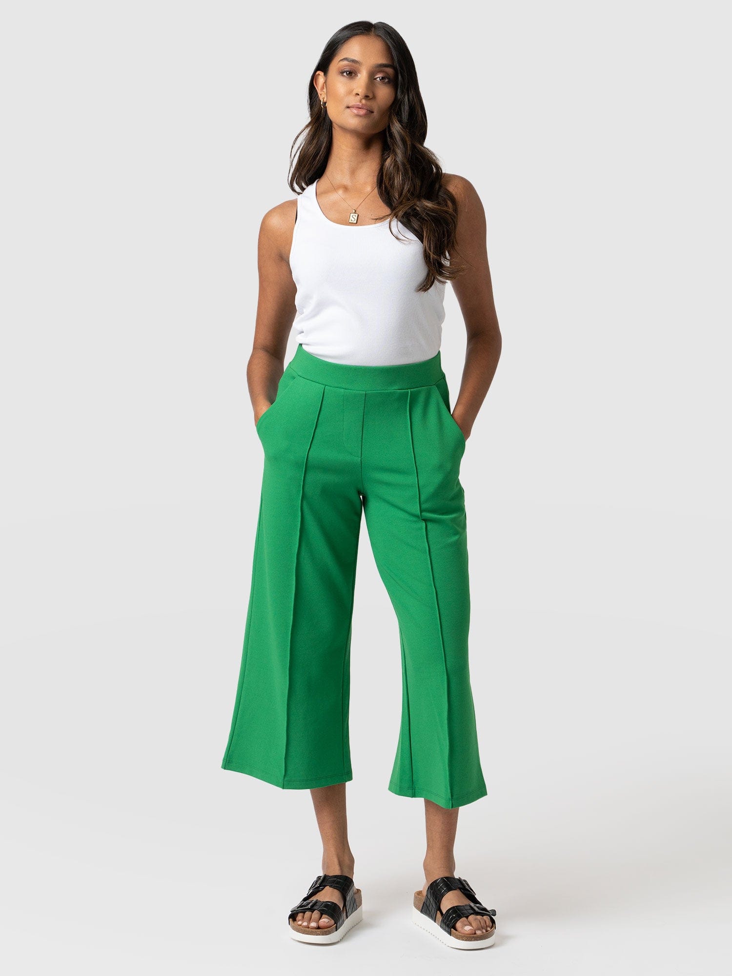 Cavendish Culotte Bright Green - Women's Culottes | Saint + Sofia® USA