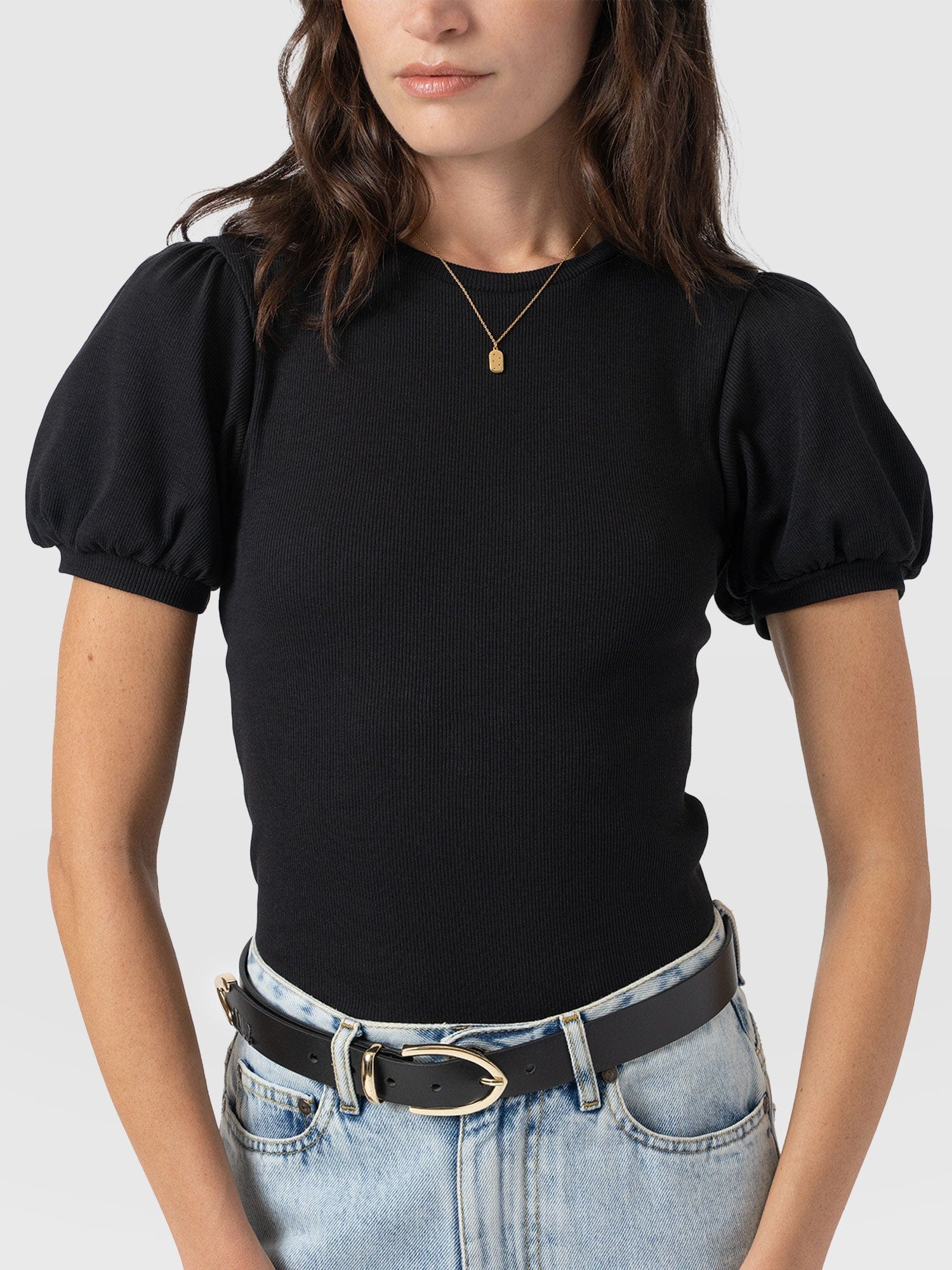 Cavendish Tee Puff Sleeve Black - Women's T-Shirts | Saint + Sofia® EU