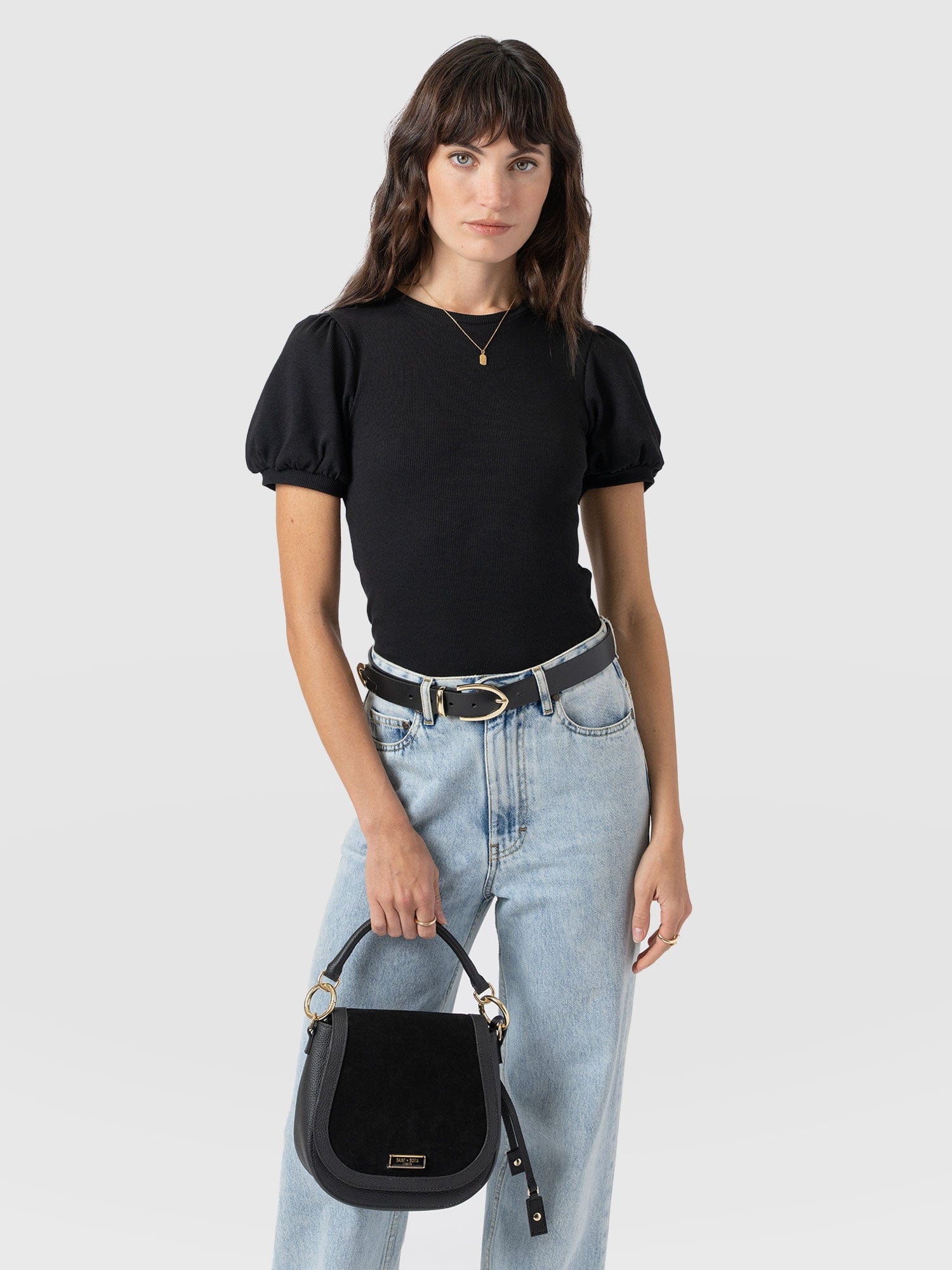 Cavendish Tee Puff Sleeve Black - Women's T-Shirts | Saint + Sofia® EU