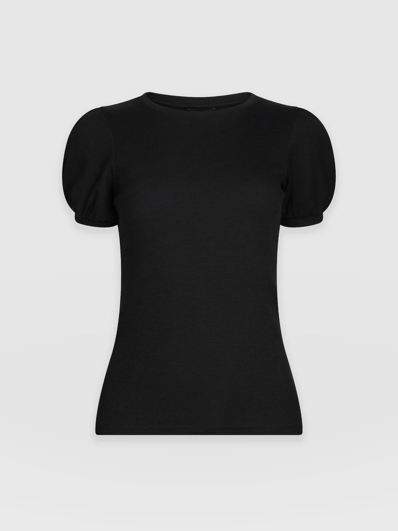 Cavendish Tee Puff Sleeve Black - Women's T-Shirts | Saint + Sofia® EU