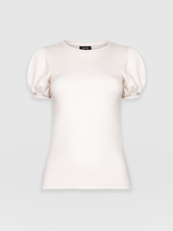 Cavendish Tee Puff Sleeve Cream - Women's T-Shirts | Saint + Sofia® EU