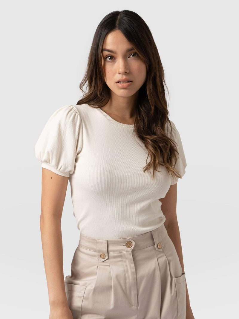 Cavendish Tee Puff Sleeve Cream - Women's T-Shirts | Saint + Sofia® EU