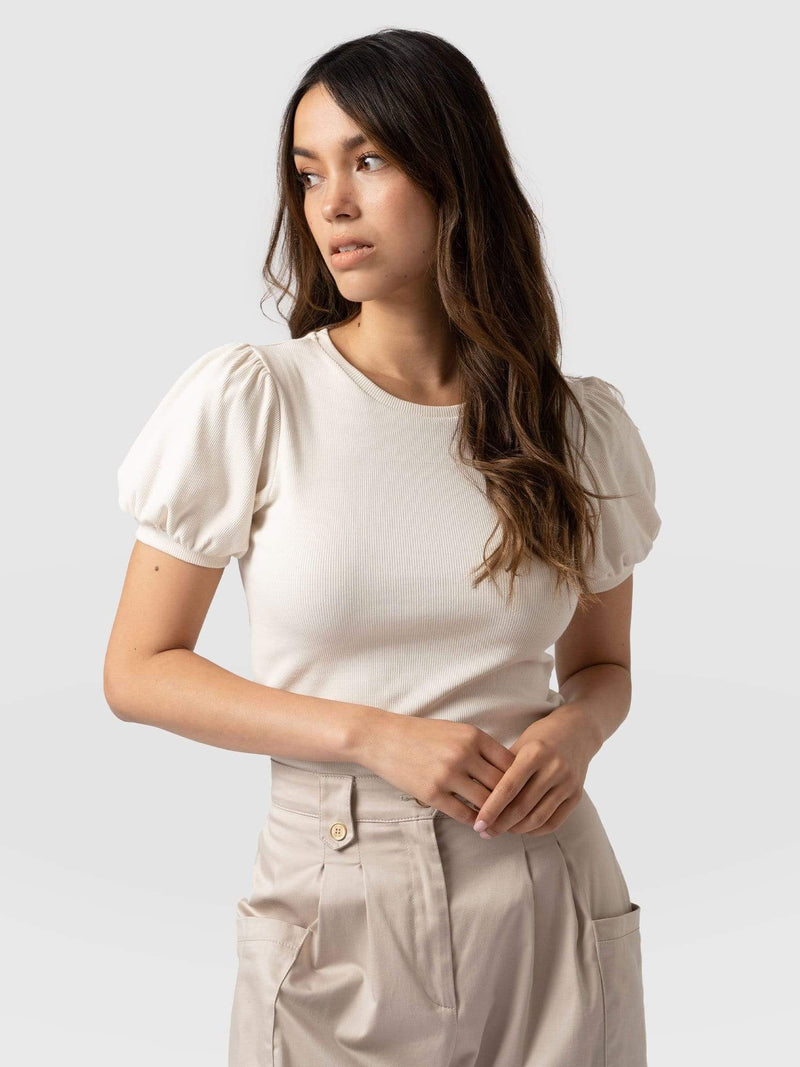 Cavendish Tee Puff Sleeve Cream - Women's T-Shirts | Saint + Sofia® EU