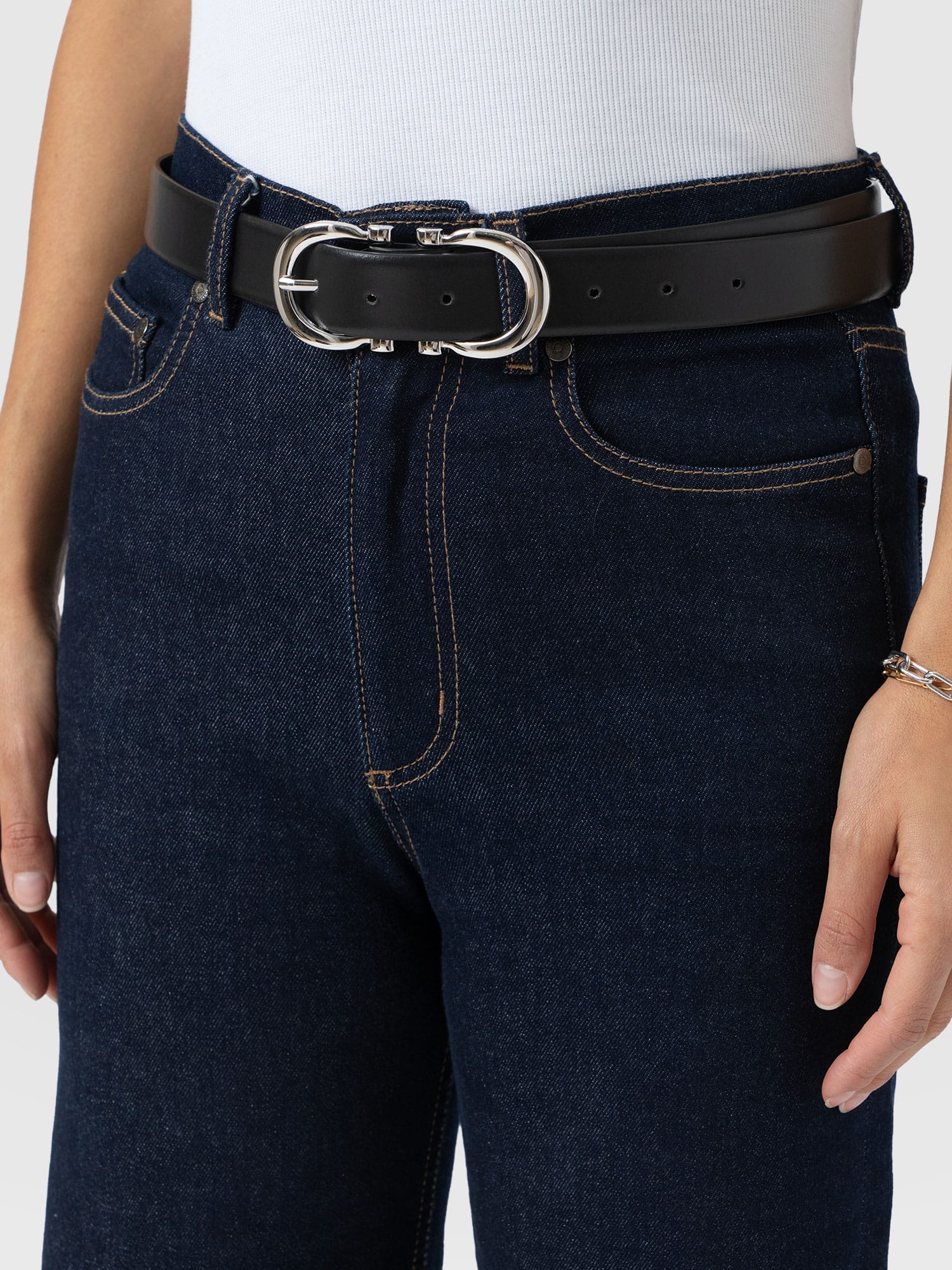 Chelsea Belt - Black/Silver - Women's Accessories | Saint + Sofia® EU