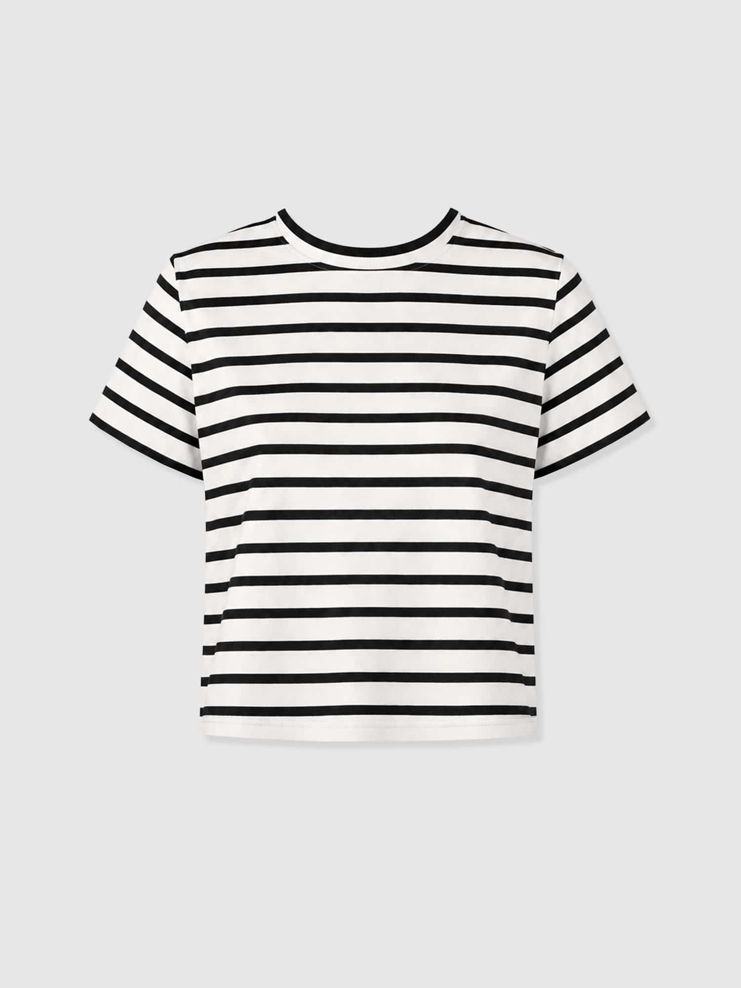 Chelsea Crew Neck Tee - Black Stripe - Women's T-shirts | Saint + Sofia® EU
