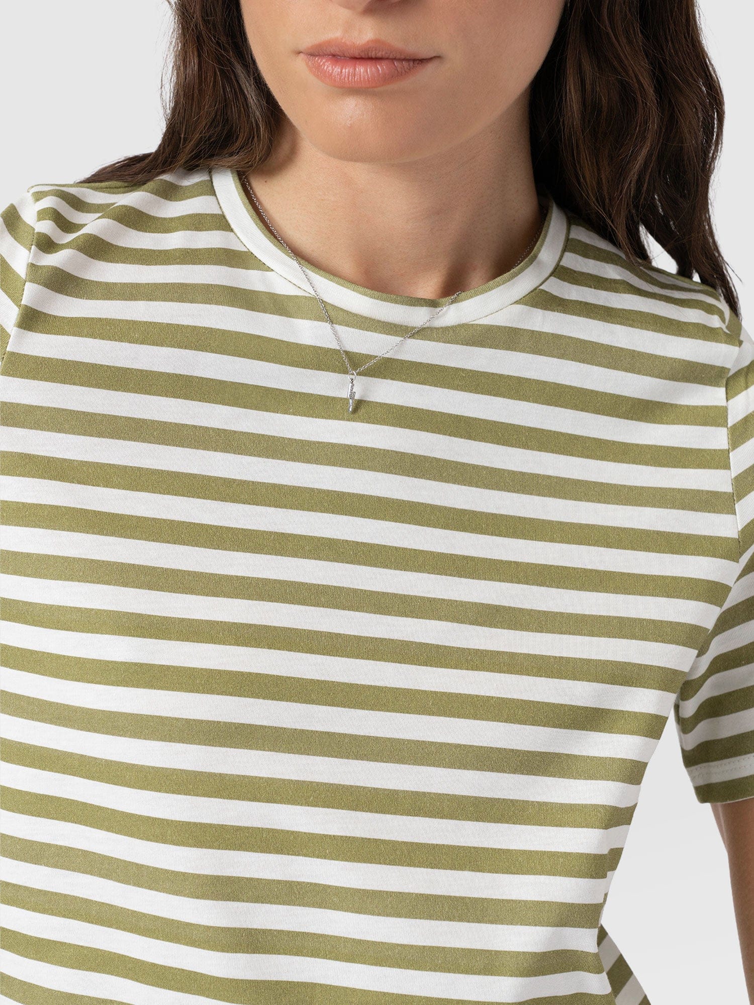 Chelsea Crew Neck Tee - Green Stripe - Women's T-shirts | Saint + Sofia® EU