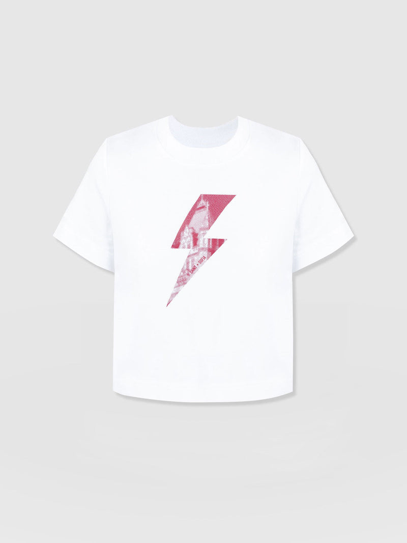 Chelsea Crew Neck Tee - White - Pink Lightning Bolt - Women's T-shirts | Saint + Sofia? EU