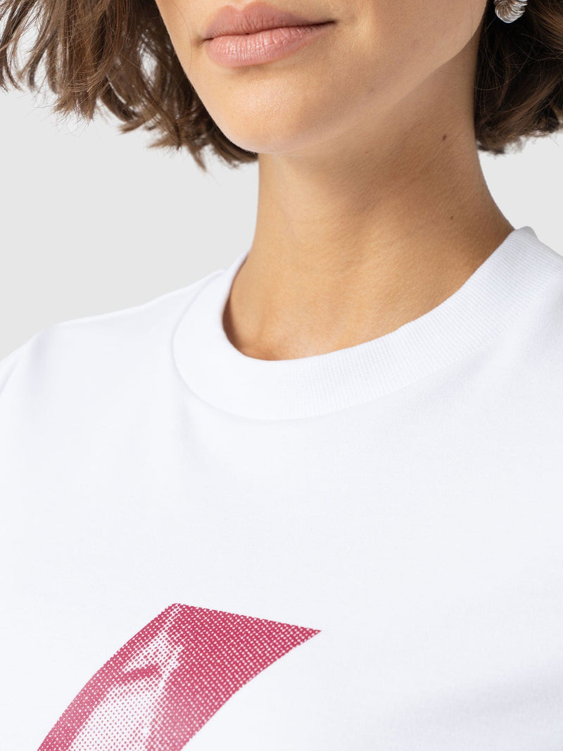 Chelsea Crew Neck Tee - White - Pink Lightning Bolt - Women's T-shirts | Saint + Sofia? EU