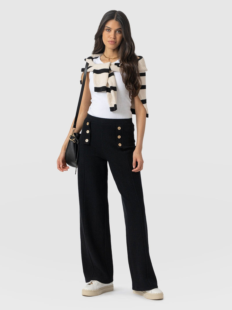 Chelsea Pant - Black Textured - Women's Trousers | Saint + Sofia® EU
