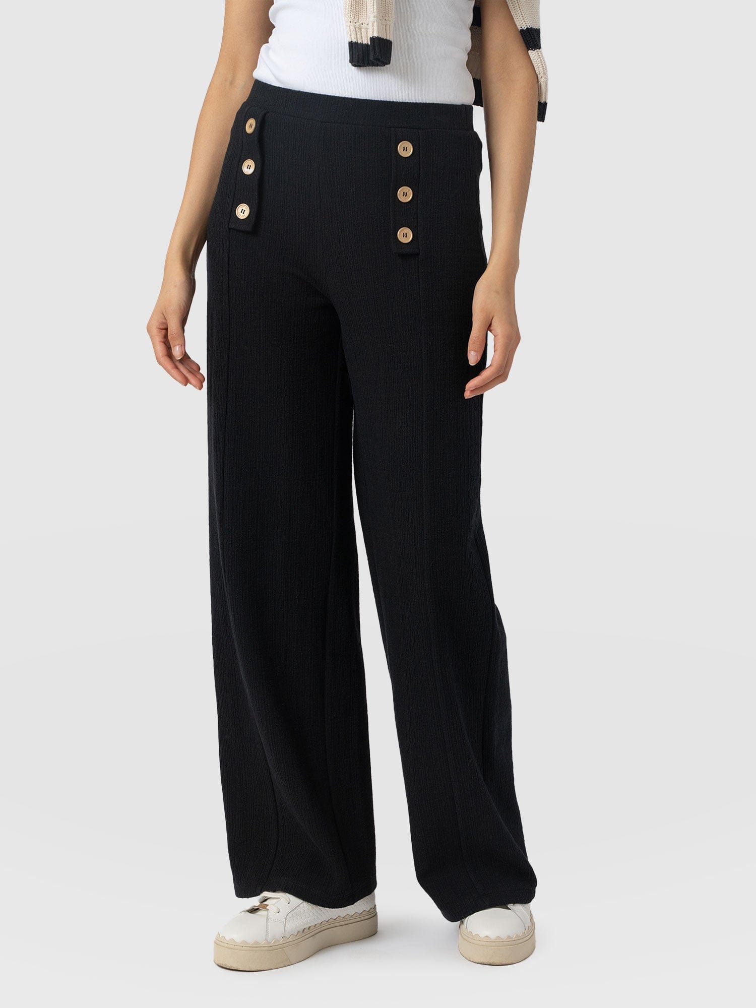 Chelsea Pant - Black Textured - Women's Trousers | Saint + Sofia® EU