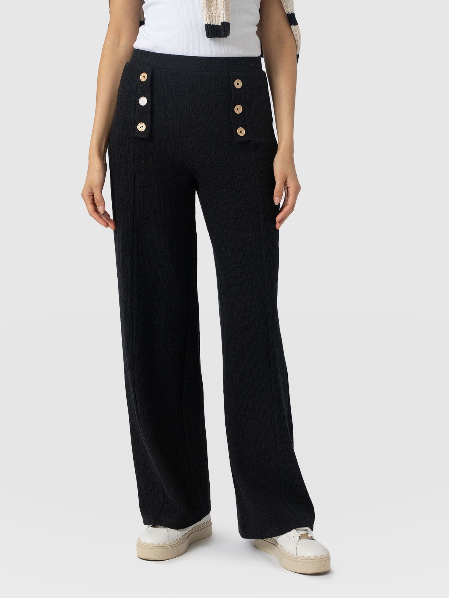 Chelsea Pant - Black Textured - Women's Trousers | Saint + Sofia® EU