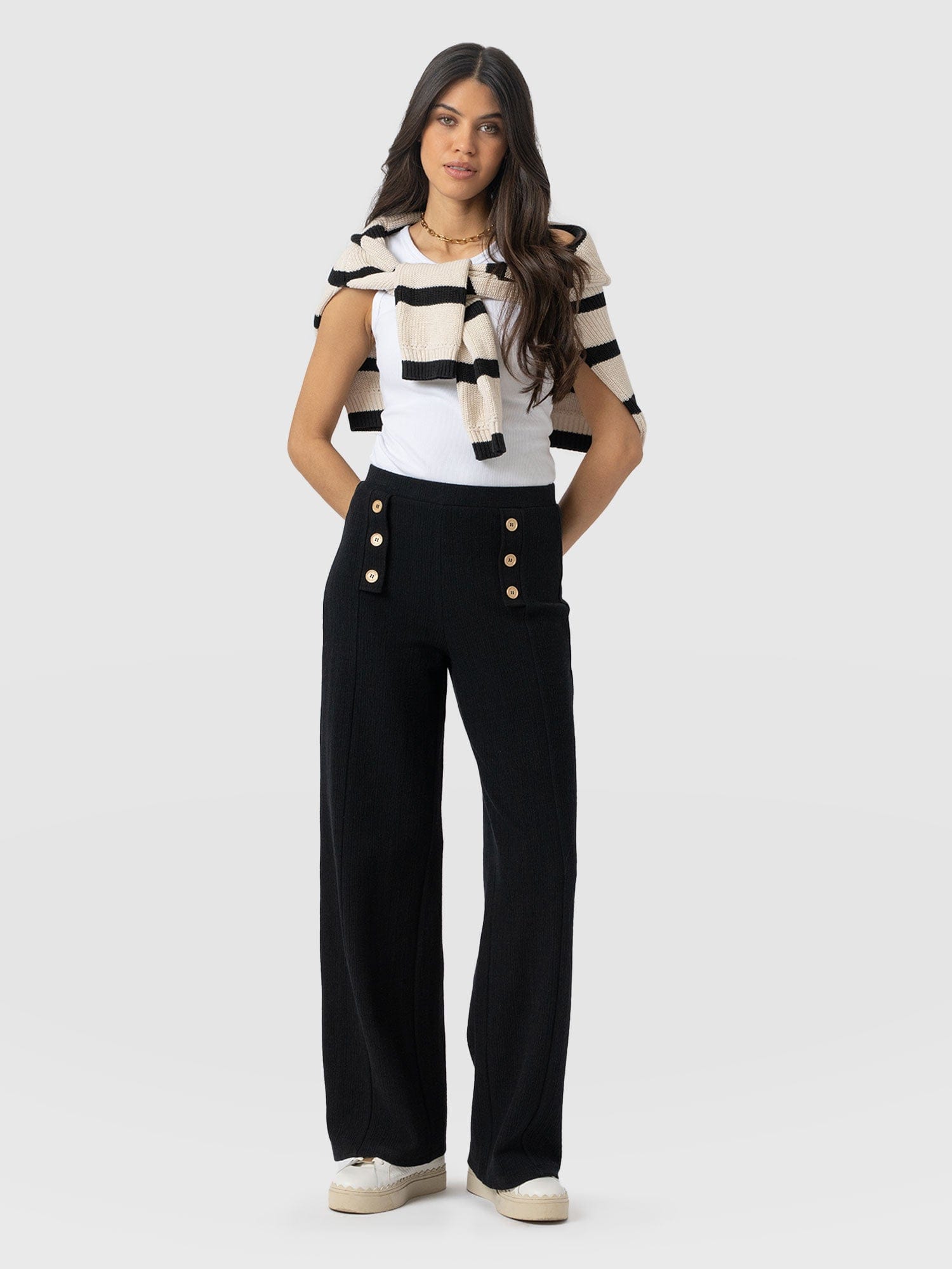 Chelsea Pant - Black Textured - Women's Trousers | Saint + Sofia® EU
