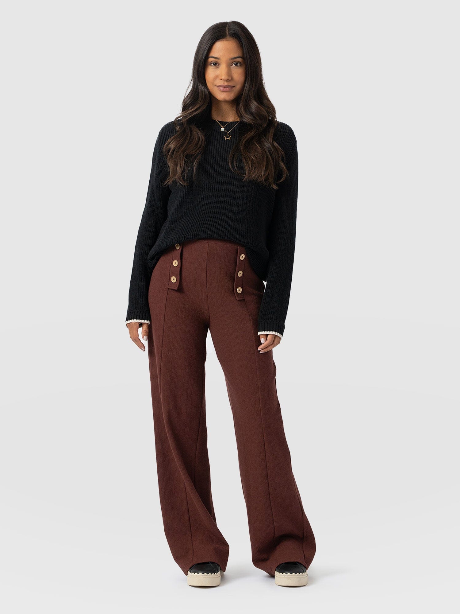 Chelsea Pant - Maroon Textured - Women's Trousers | Saint + Sofia® EU